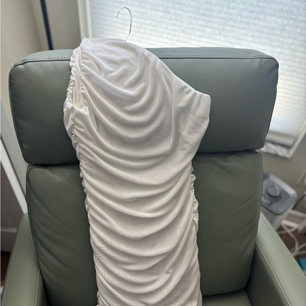 Elegant White Ruched Dress